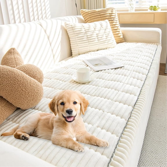 Pawcart Couch Cover, Paw Lounge Plush Pet Couch Cover, Ultra-Soft Quilted Sofa Protector, Loveseat Covers, Washable Sofa Covers Pet Protectors, for Dogs & Cats, for Room or Bedroom (White, 24×82)