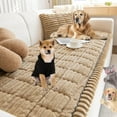 thumbnail image 1 of Pawcart Couch Cover, Ultra-Soft Quilted Sofa Protector, Non-Slip Washable Couch Covers for Pets, Ultra-Soft Fluffy Plush Sofa Protector for Home, Suitable for Dogs and Cats (Khaki, 24 × 83 in), 1 of 7