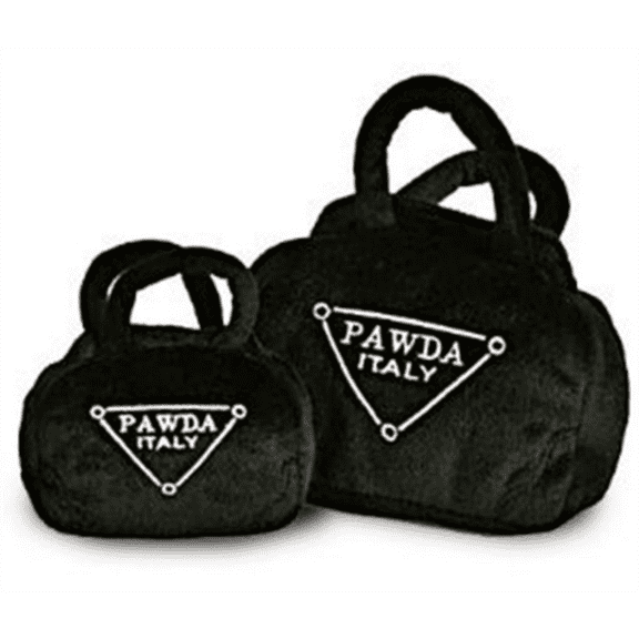 Haute Diggity Dog Pawda Handbag, Plush Dog Toy with Squeaker, Machine-Washable, for All Breeds, Size Medium