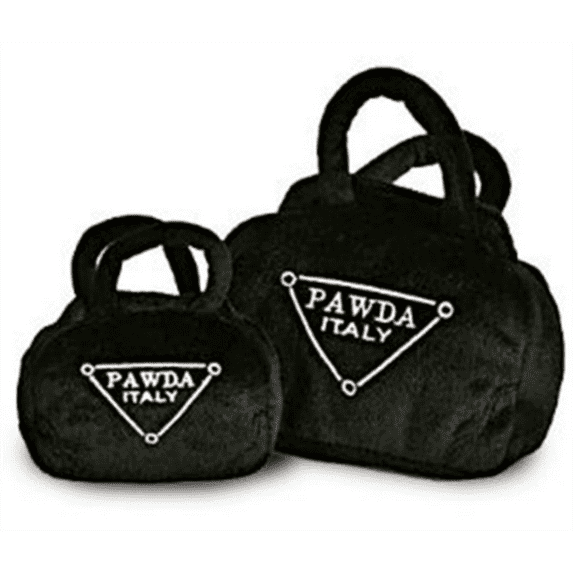 Haute Diggity Dog Pawda Handbag, Plush Dog Toy with Squeaker, Machine-Washable, for All Breeds, Size Medium