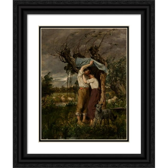 Paweł Józef Merwart 15x18 Black Ornate Wood Framed Double Matted Museum Art Print Titled - Refuge Before a Storm (1880)