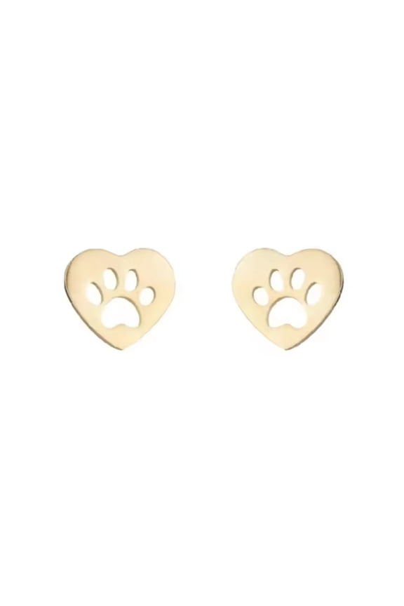 Pawfect Charm Heart Paw Cutout Stud Earrings