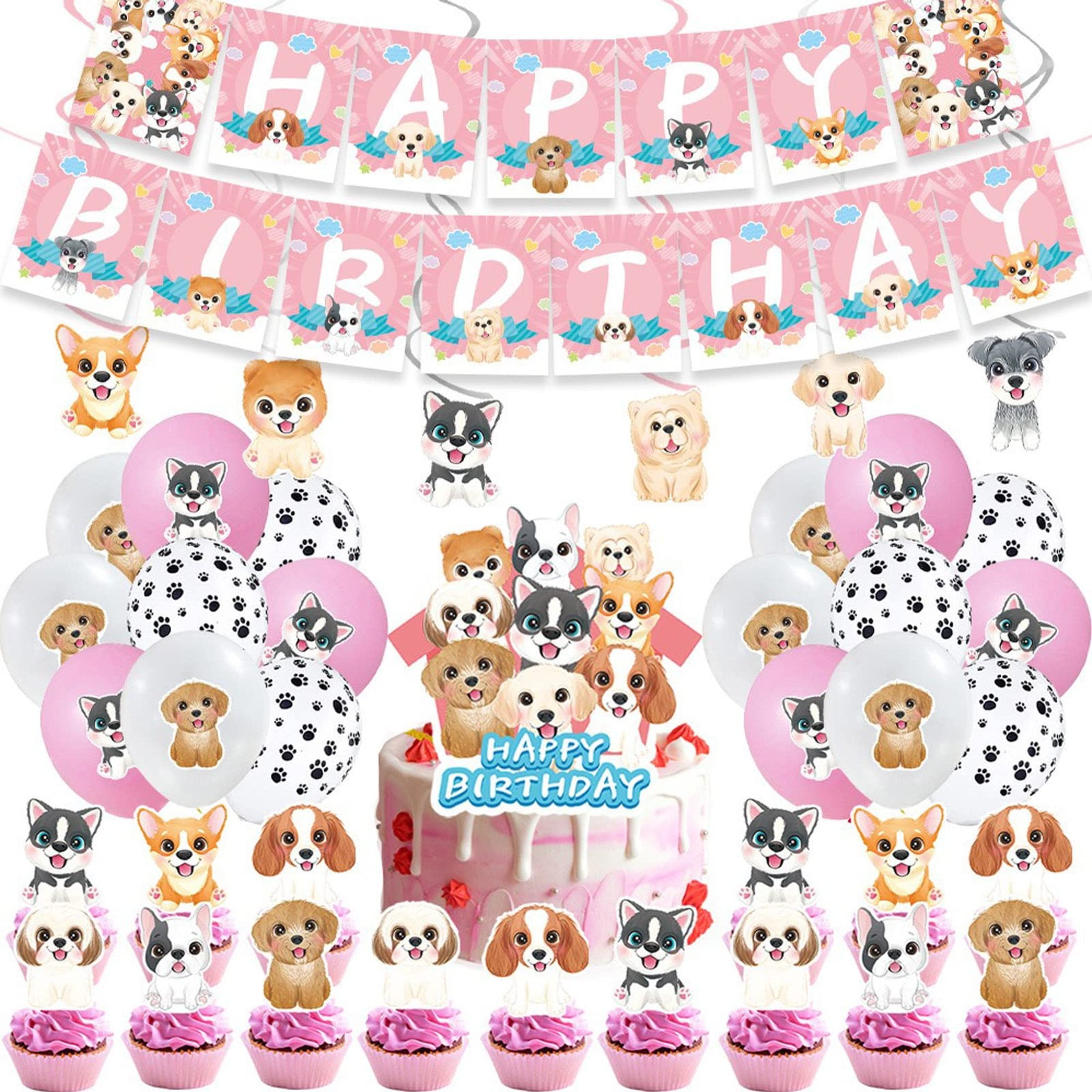 Pawfect Pup Party Pack - 50 Dog Birthday Decorations with Banners, Cake ...