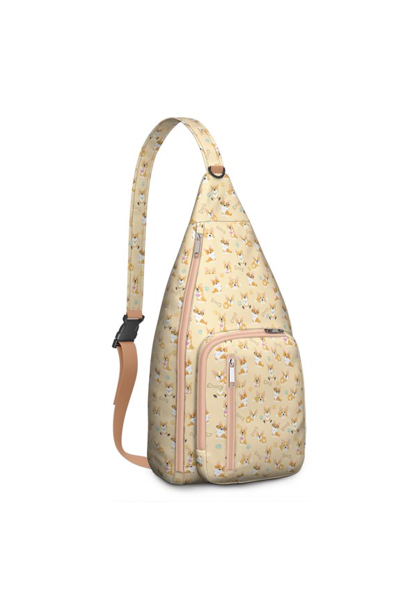 Pawfect Sling Backpack - Adorable Puppy Pattern Shoulder Bag (Boho Dog Theme, Water-Resistant & Durable)
