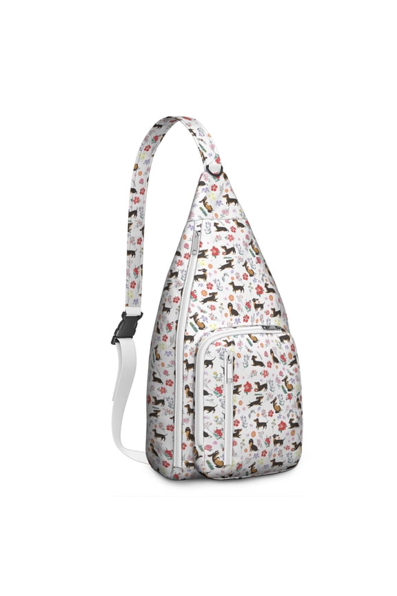 Pawfect Sling Backpack - Adorable Puppy Pattern Shoulder Bag (Boho Dog Theme, Water-Resistant & Durable)
