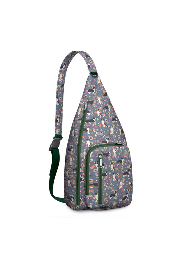 Pawfect Sling Backpack - Adorable Puppy Pattern Shoulder Bag (Boho Dog Theme, Water-Resistant & Durable)