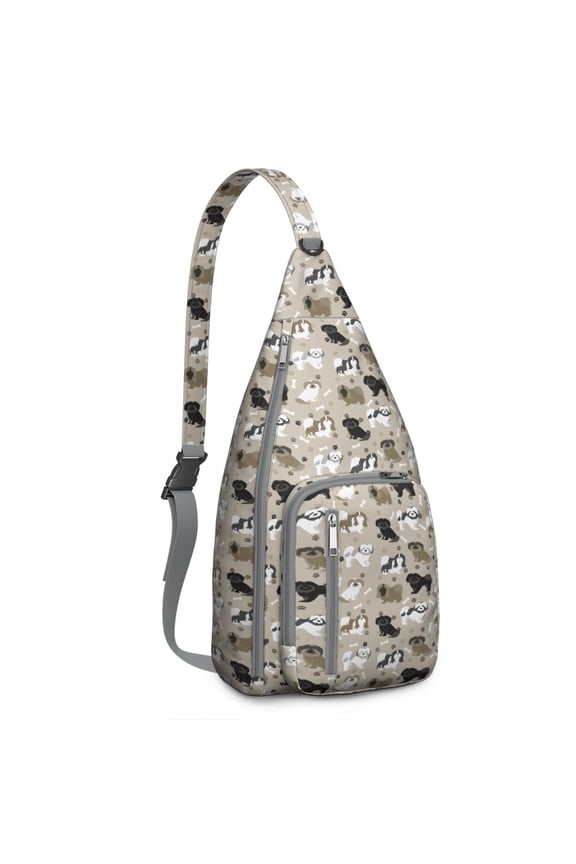 Pawfect Sling Backpack - Adorable Puppy Pattern Shoulder Bag (Boho Dog Theme, Water-Resistant & Durable)