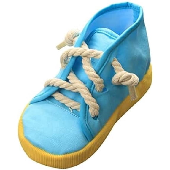 PawfectPals Interactive Squeaky Safe Funny Bite Resistant Eliminate Destructive Behavior Chew Shoe Toy (Blue High Top)