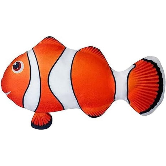 PawfectPals Touch Sensitive Realistic Orange Floppy Dancing Cat Kicker Fish Toy with Catnip (Clownfish)