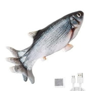 PawfectPals Touch Sensitive Realistic Silver Floppy Dancing Cat Kicker Fish Toy with Catnip (Carp)