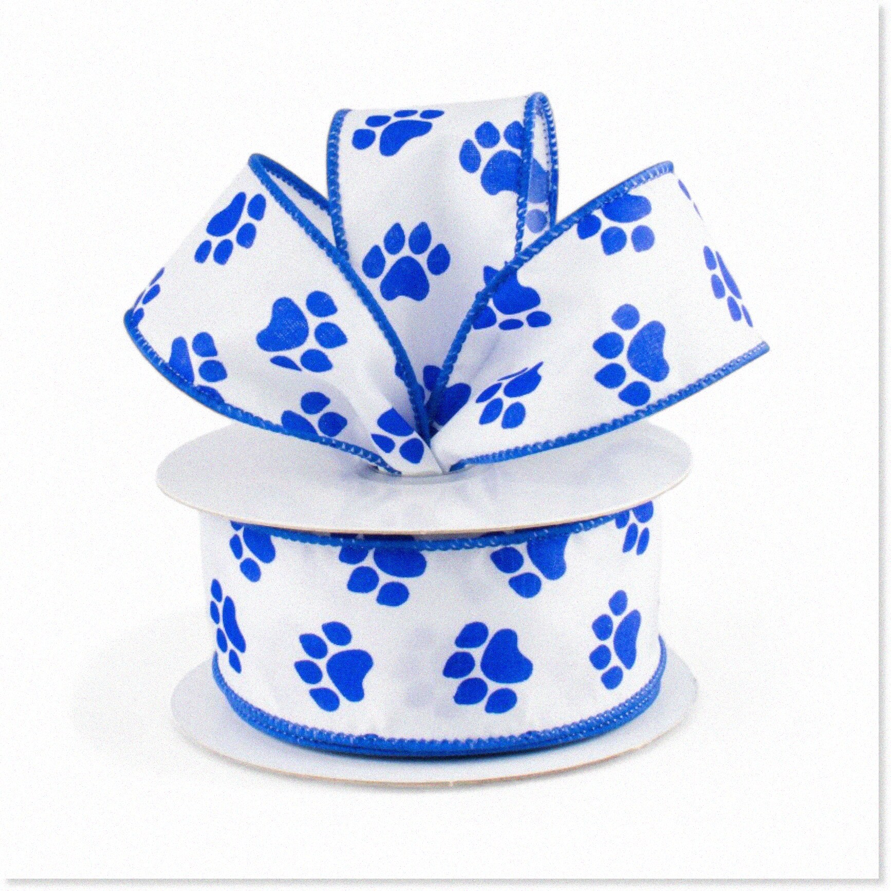 Pawfectly Wired Paws Ribbon 1 5 X 10 Yards Blue White Paw Print pawfectly-wired-paws-ribbon-1-5-x-10-yards-blue-white-paw-print