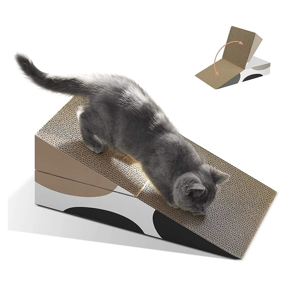 Pawfectpals Corrugated Foldable Cat Scratching Pad, Multiple angle lounge for Cats and Kittens, Triangle or Box, Reversible and Foldable
