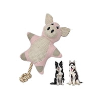 Pawfectpals Squeaky and Durable Dog Chew Toy with Rope Tail Pig