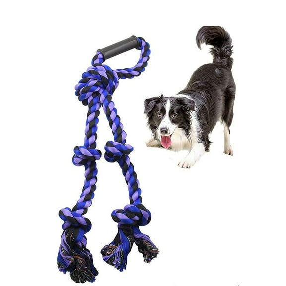 Pawfectpals Tough Twisted Dog Chew Pull Rope Teething Toy for Large Dogs (Handle- Purple)