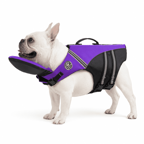 Pawfloaty Dog Dog Life Jacket with Head Rest, Adjustable Pet Safety Vest with Removable Front Float and Handle for Swimming