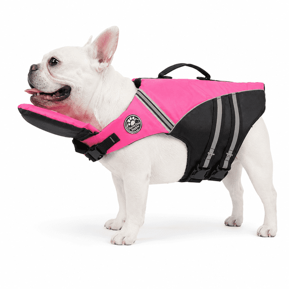 Pawfloaty Dog Dog Life Jacket with Head Rest, Adjustable Pet Safety Vest with Removable Front Float and Handle for Swimming