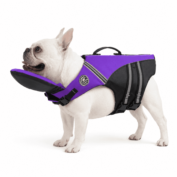 Pawfloaty Dog Life Jacket with Head Rest, Puppy Float Vest with Chin Float, Adjustable Dog Life Vest for Boating, Swimming and Kayaking, High Buoyancy Float Vest with Rescue Handle, Reflective Design