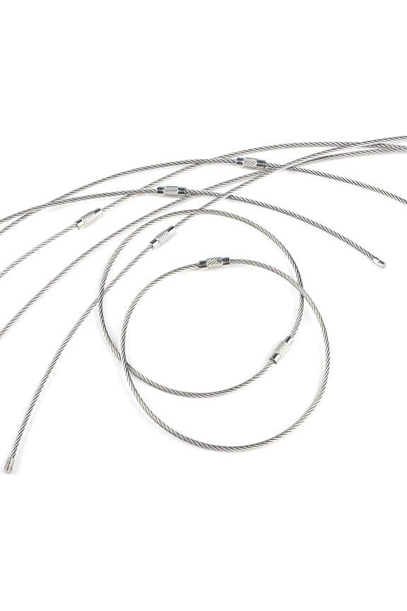 10 Inch Wire Keychain Cable Large Stainless Steel Key Ring Loop Holder 20 Pack