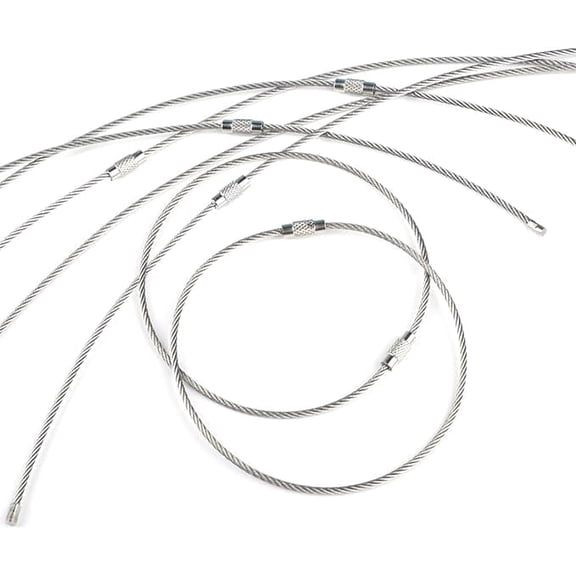 Pawfly 10 Inch Wire Keychain Cable Large Stainless Steel Key Ring Loop Holder, 20 Pack