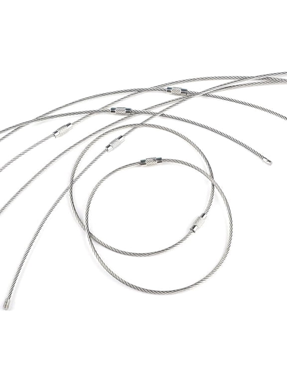 10 Inch Wire Keychain Cable Large Stainless Steel Key Ring Loop Holder, 20 Pack