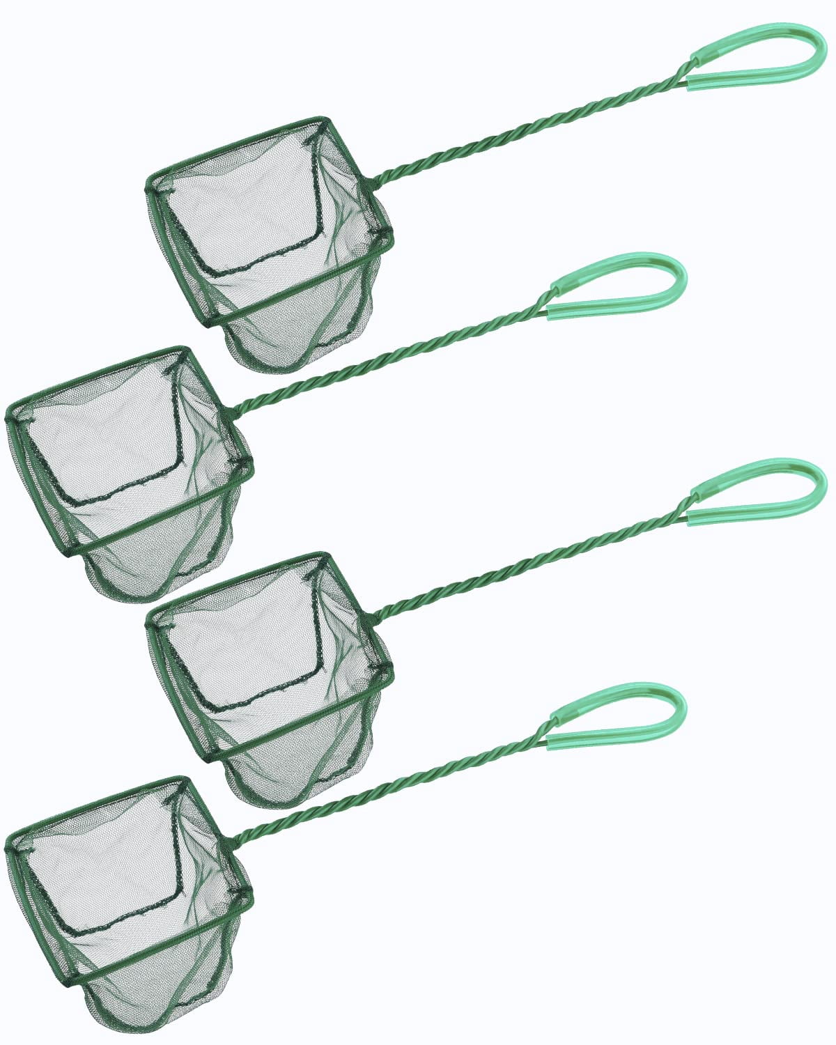 Pawfly 4 Inch Aquarium Fish Net with Braided Metal Handle Small Square