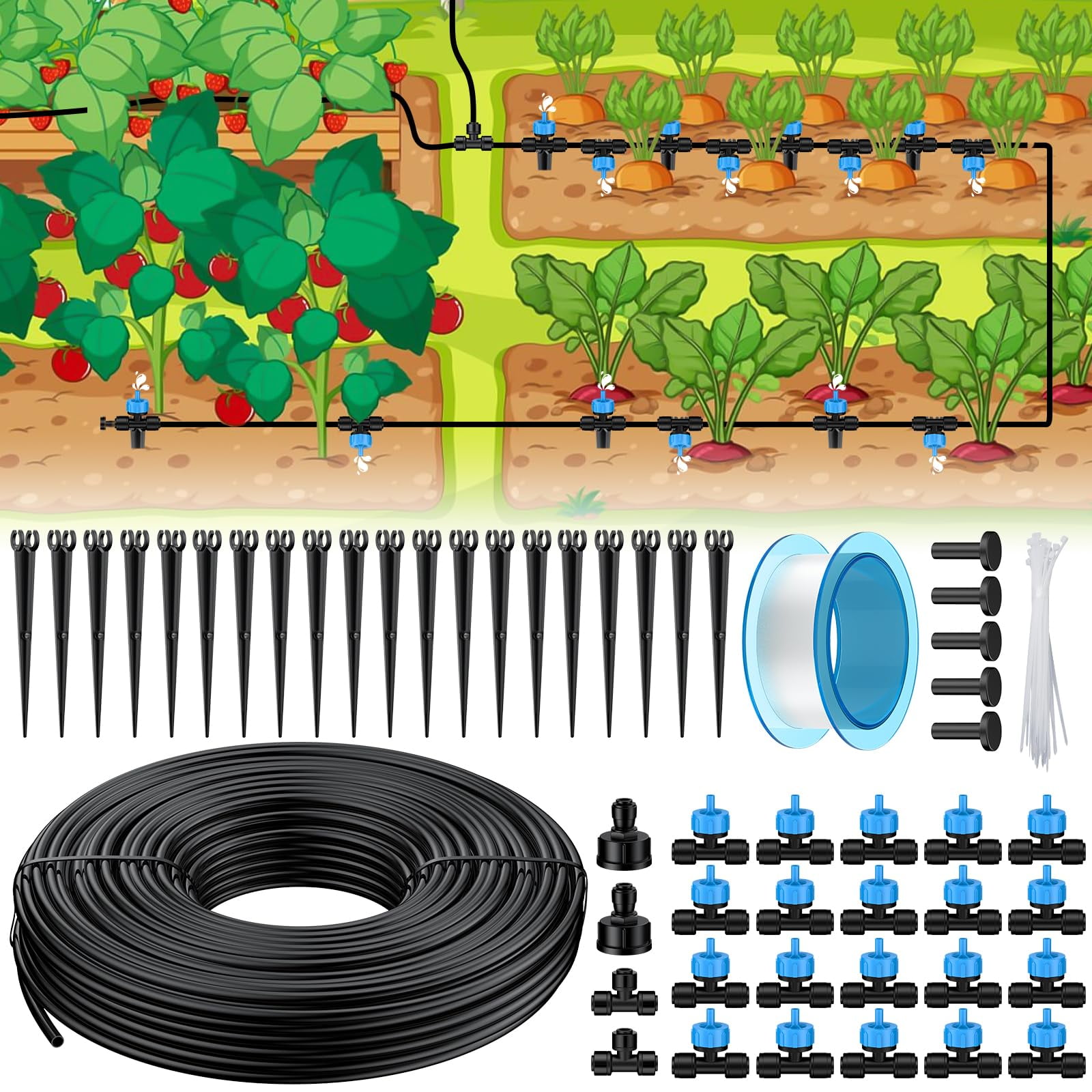 Pawfly 30M Drip Irrigation Kit With 4-6MM Tubing Drippers And