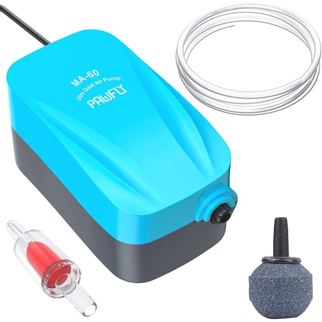 Pawfly MA60 Quiet Aquarium Air Pump for 10 Gallon with Accessories Air