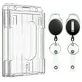 thumbnail image 1 of Pawfly Vertical 2-Card Badge Holder with Thumb Slots Hard Transparent PC Case Protector with Retractable Badge Reel Carabiner Clip for IDs Credit Cards Driver’s Licenses and Passes, 2 Pack, 1 of 7