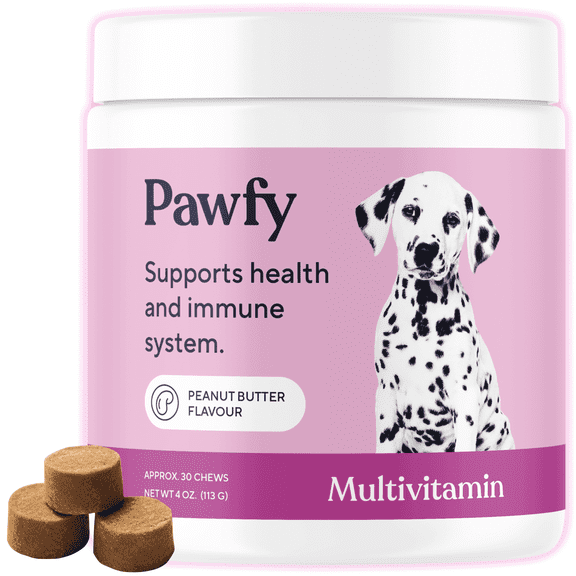 Pawfy 15-in-1 Dog Multivitamin, Skin & Coat, Immune & Wellness Support | 30 Chews