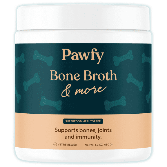 Pawfy Bone Broth for Dogs | Dog Powder for Food with Collagen - Supports Joints, Immunity & Digestion | Easy to Serve Bone Meal for Dogs
