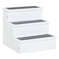 thumbnail image 1 of Pawhut 3 Step Wooden Carpeted Non Slip Pet Stairs Ramp for Cats and Small Dogs- White,White Wood Pet Supplies Pet Beds Furniture, 1 of 7
