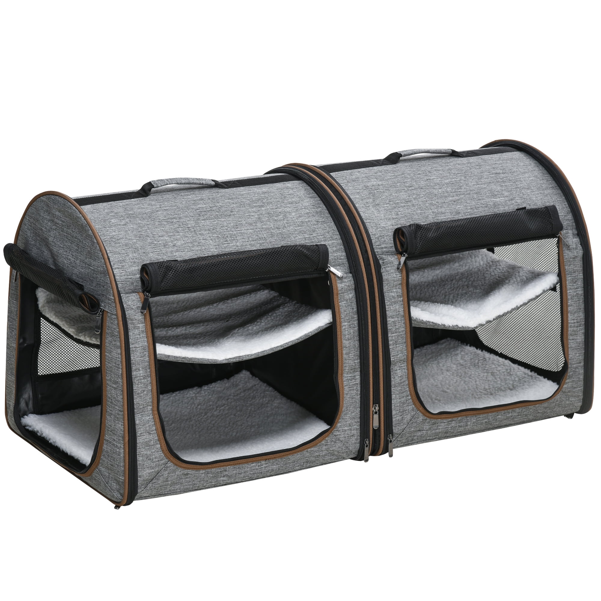 Curated visual reference: Picture Idea: Pawhut 39 Portable Soft Sided Pet Cat Carrier With Divider