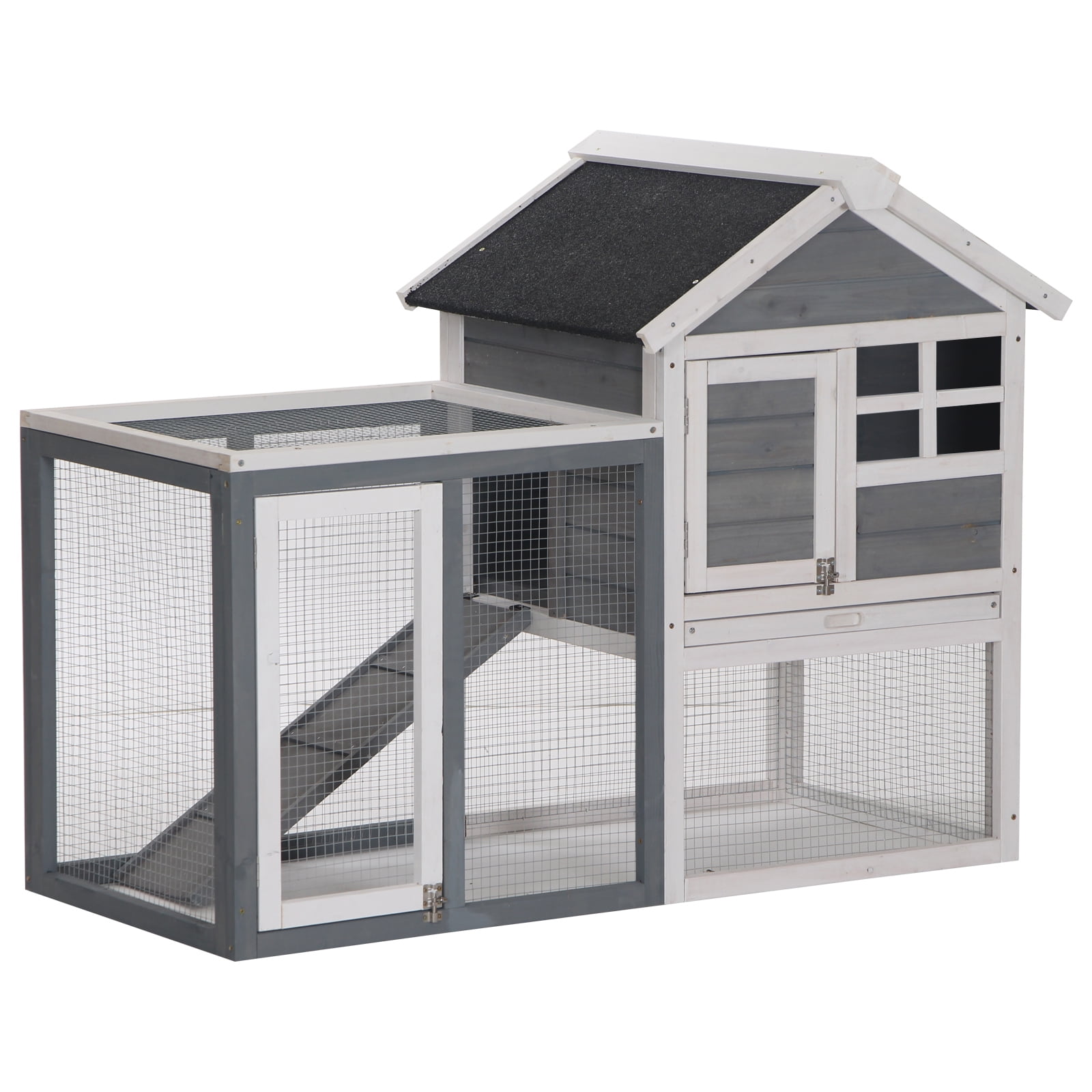 PawHut Yellow Wooden A-Frame Outdoor Animal Hutch with Outside Run &  Ventilating Wire - Small D3-0016 - The Home Depot
