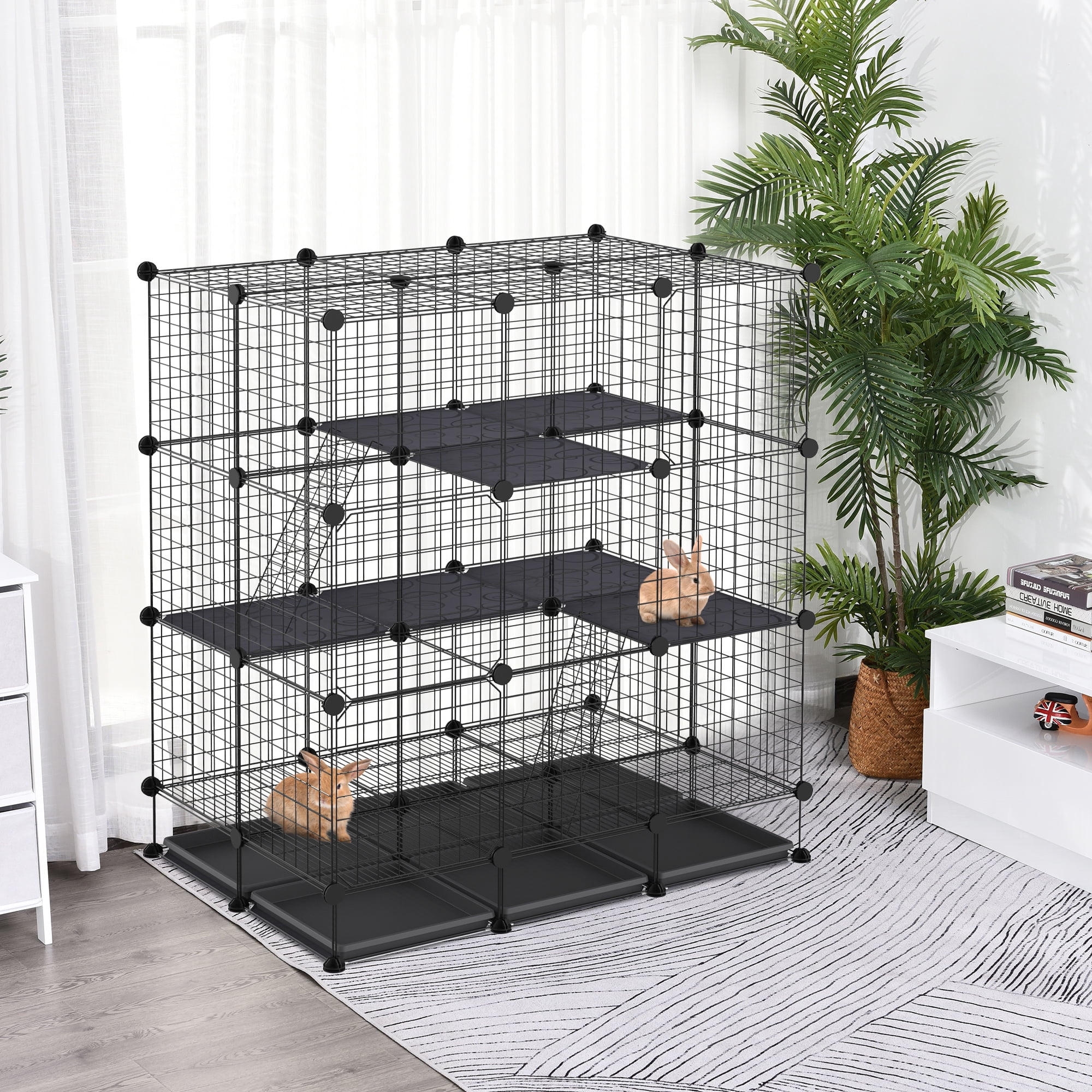 Pawhut DIY Pet Playpen Wire Rabbit Cage for Kitten, Chinchillas ...