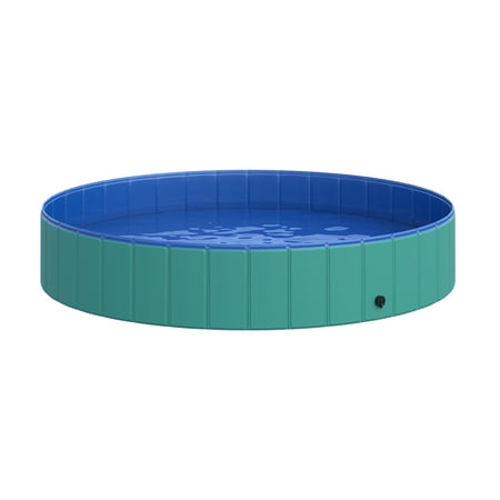 Pawhut Dog Bathing Tub, 12" x 63", Collapsible, PVC, Green & Blue