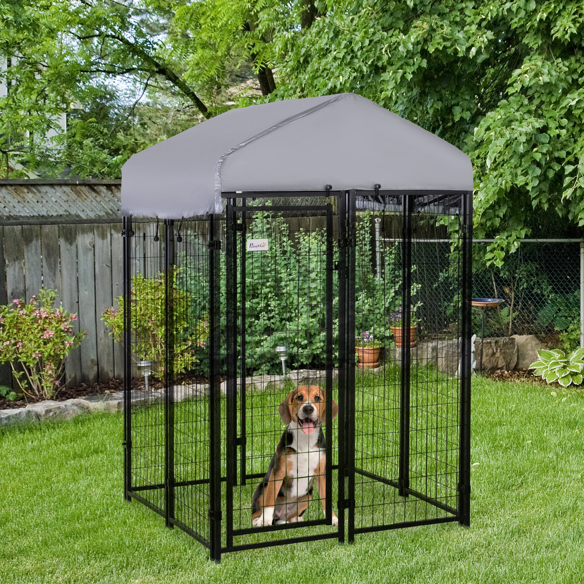 Pawhut Medium Dog Cage Crate Pet Kennel House Metal Playpen Patio ...