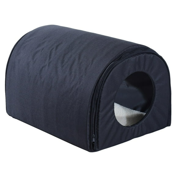 Pawhut Heated Cat House, Black, 21", Outdoor