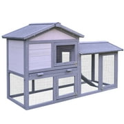 Pawhut Large Outdoor Raised Painted Deluxe Wood Rabbit Hutch Bunny Outdoor Animal Cage Enclosure with Run