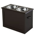 thumbnail image 1 of Pawhut Raised Pet Feeding Storage Station with 2 Stainless Steel Bowls Base for Large Dogs and Other Large Pets, Dark Brown, 1 of 9