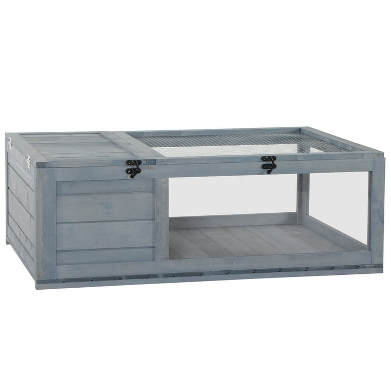 Pawhut Wood Tortoise House Indoor Outdoor Turtle Habitat Reptile