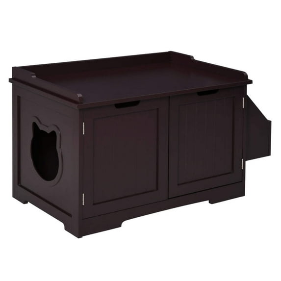 Pawhut Wooden Cat Litter Box Enclosure, Brown