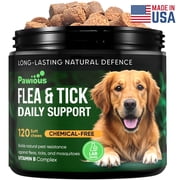 Pawious Flea and Tick Supplement for Dogs Chewables - Natural Support for Dogs Skin & Coat - 9 Oz, 120 Ct.