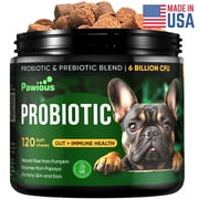 Pawious Pet Prebiotics Digestive Immune Support Probiotic Chews for Dogs with Pumpkin, Flaxseed, Papaya - 120 ct.