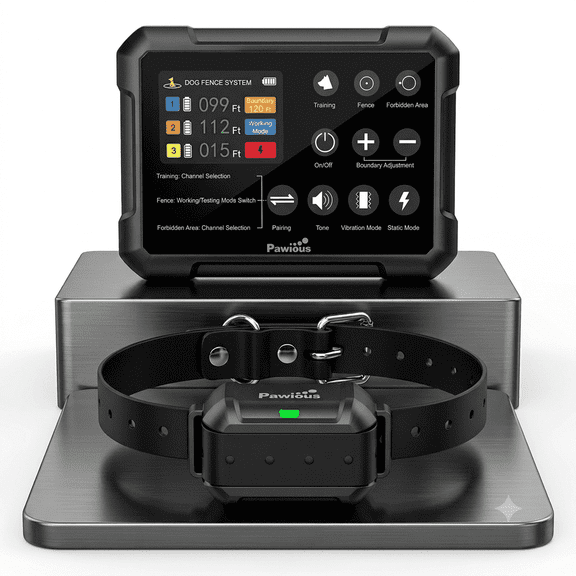 Pawious Wireless Dog Fence and Forbidden Area - High Precision Wireless Containment System, Real-Time Monitoring for Up to 5 Acres Coverage Area