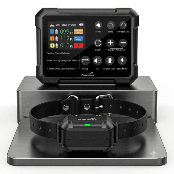 Pawious Wireless Dog Fence and Forbidden Area - High Precision Wireless Containment System, Real-Time Monitoring for Up to 5 Acres Coverage Area