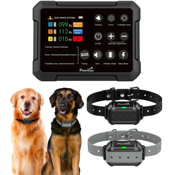 Pawious Wireless Dog Fence & Forbidden Area, Set for 2 Dogs, High Precision Containment System for Up to 5 Acres Coverage Area
