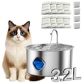 thumbnail image 1 of Pawira Cat Fountain, New Upgraded 3.2L/108oz Pawira Water Fountain for Cats with Replacement Filter, Natural Circulation Filtered Water, All Stainless Steel Material, Quiet and Easy to Clean, 1 of 7