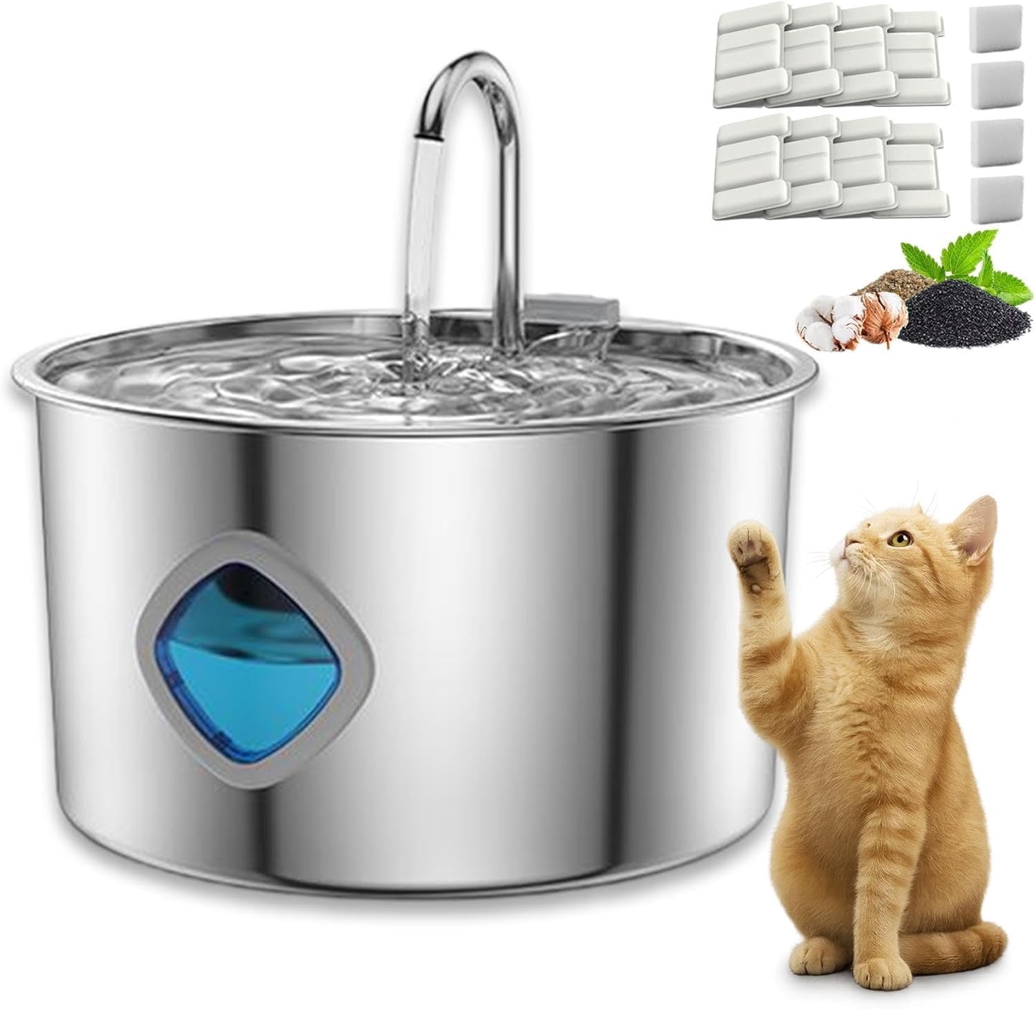 Water Fountain, 304 Stainless Steel, 3.2L Capacity, Ultra-Quiet Pump, Healthy Drinking Water for a Healthier Lifestyle for Your Pet