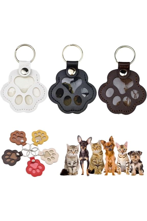 Cat & Dog Hair Keychain, 3/5/8 Pcspaw Keys Pet Leather Fur Keychain Refillable, Shaped Leather Memorial Keepsake Collector, Memorial Gift for Pet Lovers or Memorials (3pcsA)