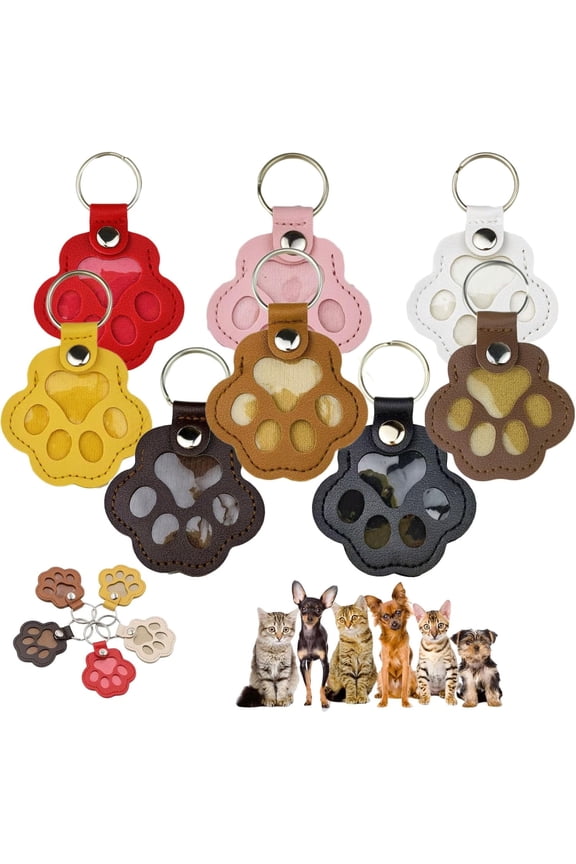 Cat & Dog Hair Keychain, 3/5/8 Pcspaw Keys Pet Leather Fur Keychain Refillable, Shaped Leather Memorial Keepsake Collector, Memorial Gift for Pet Lovers or Memorials (8pcs)